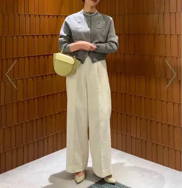 새상품급 Ballsey 라이트 슬라브 트위드 서스펜더 와이드 팬츠 화이트