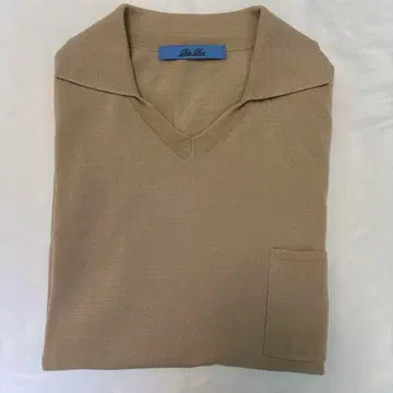블루 브레 베이지 V넥 피케 셔츠