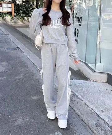 INGNI 그레이 맨투맨 셋업