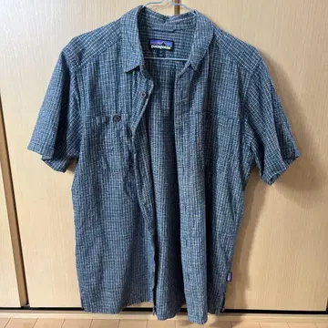 patagonia 체크 무늬 반팔 셔츠 S 백 스텝 셔츠 헴프