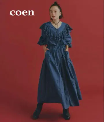 coen MIYAKO TAKAYAMA 프릴 데님 원피스 티어드