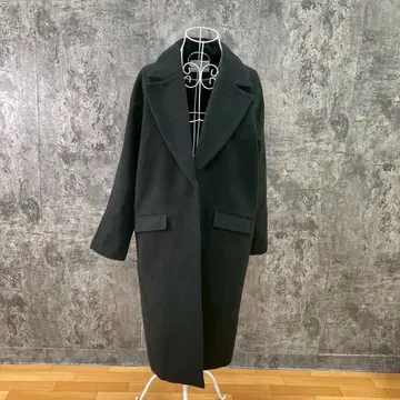 SIMPLICITE 사리시테 빅 칼라 체스터 코트 블랙