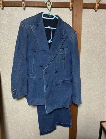 셋업 수트 데님 수트 더블 자켓