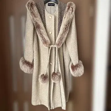 Guy Laroche 퍼, 후드 부착 롱 코트