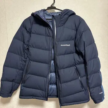 montbell 후드 부착 다운 자켓 네이비