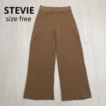 STEVIE 와플 와이드 팬츠 이지 팬츠 브라운 free