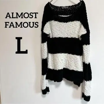 ALMOST FAMOUS (L) 스트라이프 니트 스웨터 보더 루즈핏