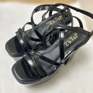 블랙 웨지솔 샌들 S 사이즈