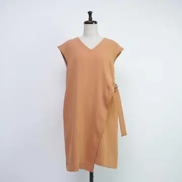 러그나무 문 슬리브리스 무릎 기장 원피스 주황색 사이즈 S*QC350