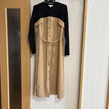 베이지 블랙 긴팔 롱 원피스 임산부 의류