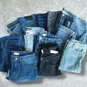 알뜰 데님 팬츠 묶음 판매 13개 리메이크 소재 핸드메이드 원단