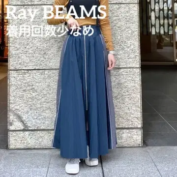 Ray BEAMS 레이빔즈 파이핑 지퍼 스커트 네이비 롱