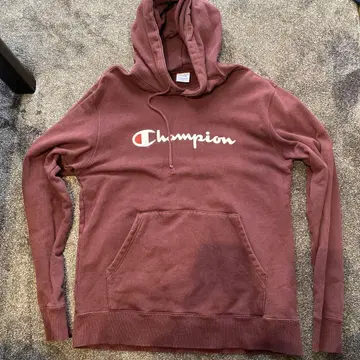 Champion 와인 레드 후드 부착 후드티 X-LARGE