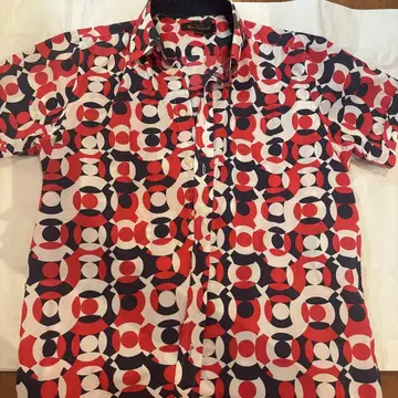 Ben Sherman 반팔 셔츠 M 빨간색/화이트/블랙