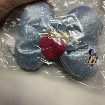 미니 마우스 리본 고무 스카이블루 하트 모티브