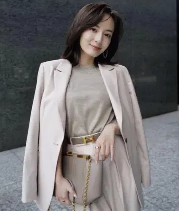 anuans 아 울 블렌드 싱글 자켓 핑크 베이지
