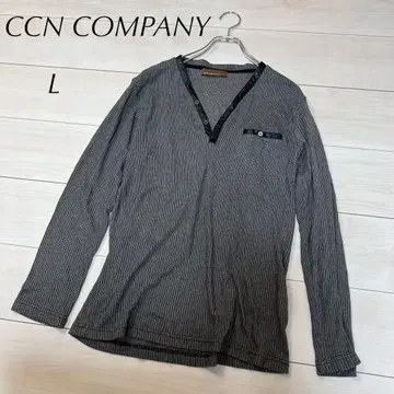 CCN COMPANYV넥 티셔츠 (L) 롱T셔츠 스트라이프