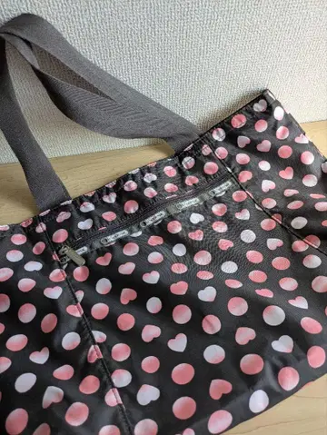 레스포 새상품 도트 무늬 브라운 토트백
