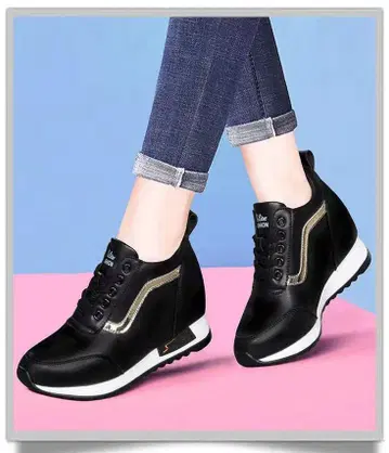 블랙 하이컷 스니커즈 약 6cm 힐