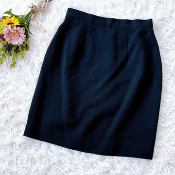 VENTI TRE 울 100 무릎 기장 타이트 스커트 포멀 블랙 M