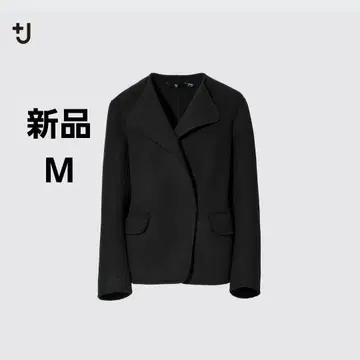 유니클로+J 더블 페이스 노카라 자켓 셋업 가능 블랙 M