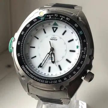 TIMEX 타이맥스 INDIGLO 화이트 다이얼 손목시계 쿼츠 작동품