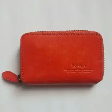 가죽제 라운드 지퍼 키케이스 빨간색 천연 가죽 zonale