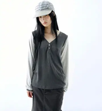 coyseio SNUG BUTTON LONGSLEEVES CHARCOAL