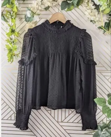 ZARA 시어 스모크 탑 블라우스