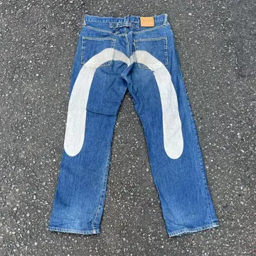90s evisu 데님 no2 빅 카모메 화이트 36