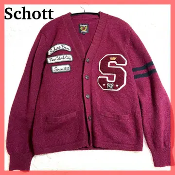 샷 가디건 자켓 울 와펜 패치 빅 로고 L