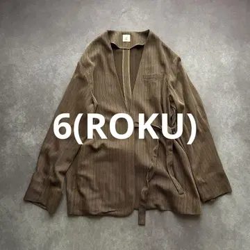 ROKU 로쿠 유나이티드 애로우즈 스트라이프 노카라 자켓 카슈쿨