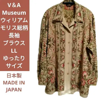 V&A Museum 윌리엄 모리스 패턴 긴팔 블라우스 LL 루즈한 사이즈