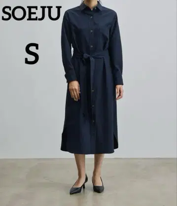 SOEJU 소 소프트 옥스 셔츠 원피스 네이비 S 새상품급