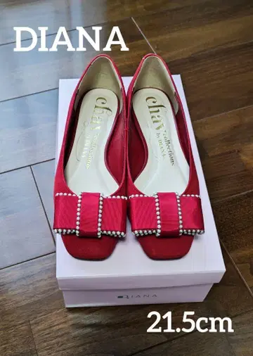 [ DIANA ] 펄 리본 펌프스 21.5cm 빨간색