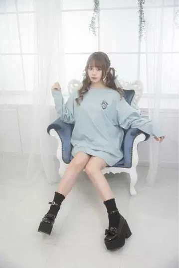 pium 속박 하트 오버사이즈 롱 T셔츠