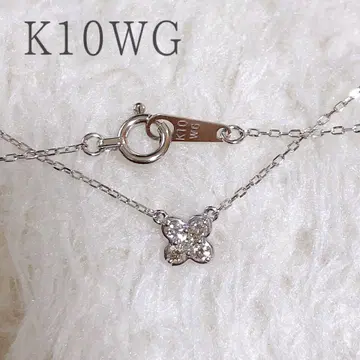 K10 플라워 모티브 목걸이 화이트 골드