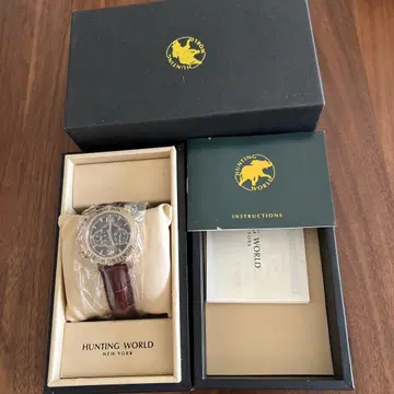 HUNTING WORLD 손목시계 (쿼츠) 브라운 가죽