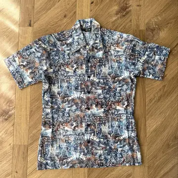 JCPenney 셔츠 70s 삼각형 택 알로하 셔츠 올 패턴 M