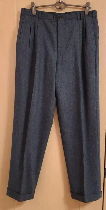 파파스 다크 그레이 더블 플리츠 슬랙스