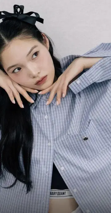 MARY QUANT x PUBLUX 로고 자수 빅 셔츠
