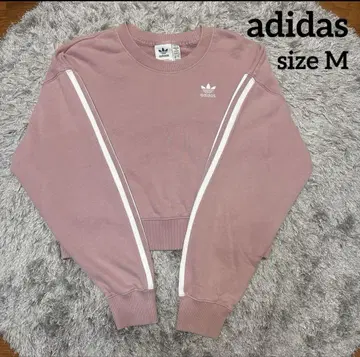 adidas 로고 자수 숏 기장 트레이닝복 맨투맨 삼선 라인 핑크 M
