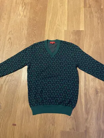 캘러웨이 올 패턴 V넥 스웨터 니트 그린 M 사이즈