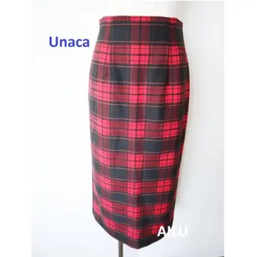 Unaca 체크 스커트 S 사이즈 레드 x 블랙 58714