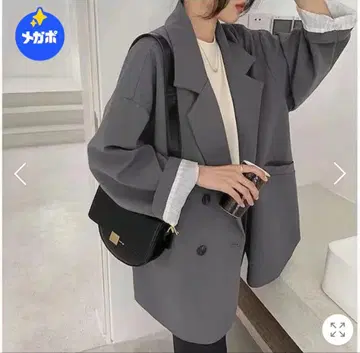 오버 사이즈 더블 브레스트 자켓 그레이