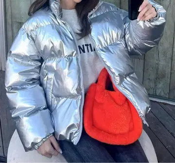 실버 다운 자켓 한국 패션