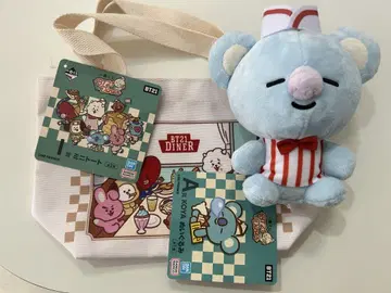 BT21 다이너 제일복권 미니 토트 봉제 인형 세트