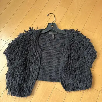 BCBGMAXAZRIA 프린지 니트 가디건 블랙