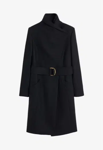 가격 인하 블랙 벨트 포함 롱 코트 mango