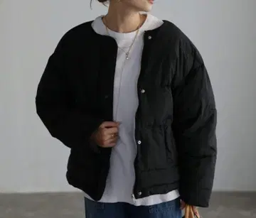 노카라 블랙 다운 코트